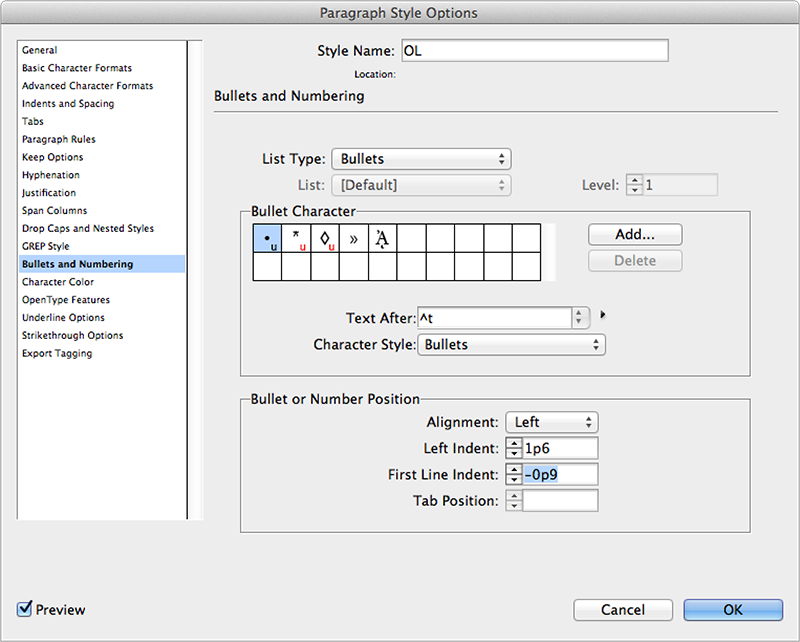 Recommended starting indent settings